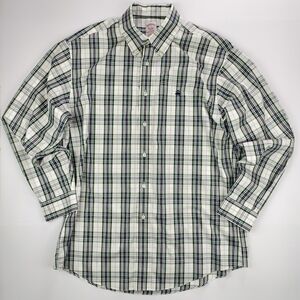 Brooks Brothers Madison Green Plaid Button-Down Shirt L 100% Supima Cotton